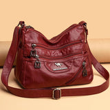 Women's Soft Leather Crossbody Shoulder Bag with Flap Closure