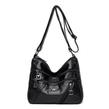 Women's Soft Leather Crossbody Shoulder Bag with Flap Closure