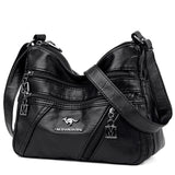 Women's Soft Leather Crossbody Shoulder Bag with Flap Closure