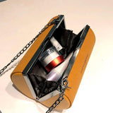 Matte Leather Crossbody Bag Chain Shoulder Handbag