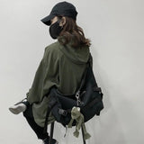 Harajuku Techwear Canvas Sling Bag Gothic Crossbody Bags For Women Handbag