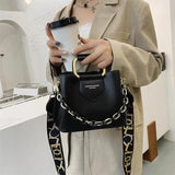 Women's Bucket Bag with Thick Chain Shoulder Strap