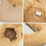 Faux Fur Women Shoulder Bag Soft Plush Handbag Candy Shopper Purse
