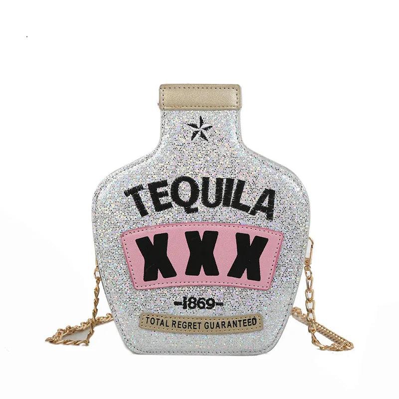 Reflective Tequila Shoulder Bag Crossbody Wine Bottle Shape Handbag