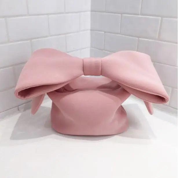 Female Pink Spliced Bow Handbag for Girl Shoulder Bag