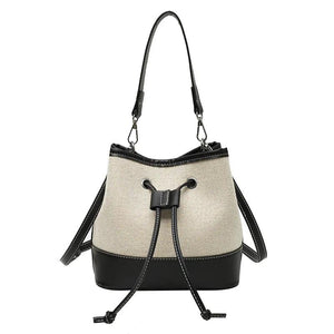 Canvas Drawstring Diagonal Bag Portable Bucket Bag