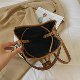 Canvas Drawstring Diagonal Bag Portable Bucket Bag