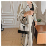 Canvas Drawstring Diagonal Bag Portable Bucket Bag