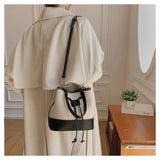 Canvas Drawstring Diagonal Bag Portable Bucket Bag