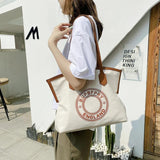 Large-Capacity Canvas Shoulder Bag for Fashionable Literary Fans