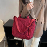 Cotton Padded Large Tote Shoulder Bags For Women Winter Causal Crossbody Purse