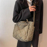 Cotton Padded Large Tote Shoulder Bags For Women Winter Causal Crossbody Purse