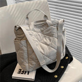 Cotton Padded Large Tote Shoulder Bags For Women Winter Causal Crossbody Purse