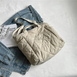 Cotton Padded Large Tote Shoulder Bags For Women Winter Causal Crossbody Purse