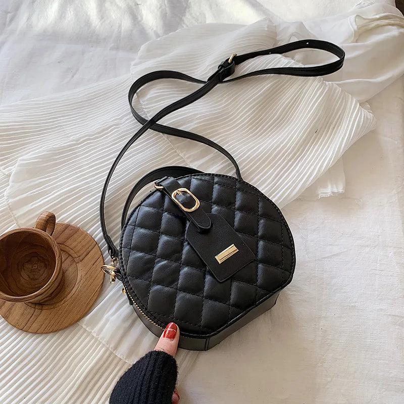 Circular Women Shoulder Bag Leather Crossbody Messenger Bags Purse