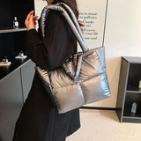 Designer Quilted Shoulder Bag High Nylon Down Cotton Tote Handbag