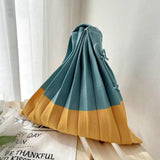 Winter Knitted Shoulder Bag Women Stripe Stitching Tote