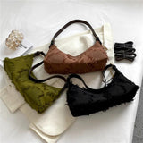 Fringed Canvas Shoulder Bags Large Capacity Crossbody Purse Handbags