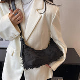 Fringed Canvas Shoulder Bags Large Capacity Crossbody Purse Handbags