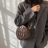 Round PU Leather Handbags for Women Crossbody Purse