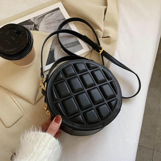 Round PU Leather Handbags for Women Crossbody Purse