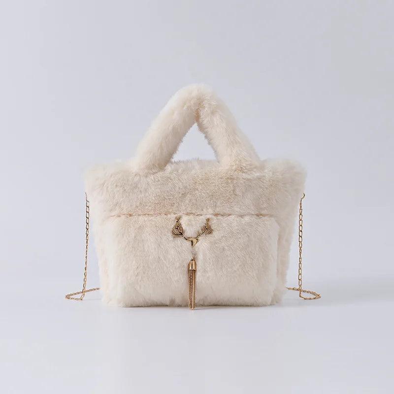 Plush Women's Handbags Fluffy Faux Fur Shoulder Bag Soft Crossbody Bags