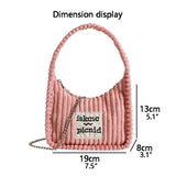 Women's Plush Crossbody Bag Solid Stripe Chain Mini Shoulder Bag