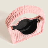 Women's Plush Crossbody Bag Solid Stripe Chain Mini Shoulder Bag