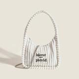 Women's Plush Crossbody Bag Solid Stripe Chain Mini Shoulder Bag