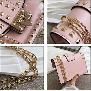 Clear PVC Shoulder Bags Women Jelly Rivets Crossbody Bag