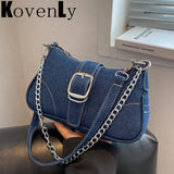 Women's Denim Casual Underarm Shoulder Bag Canvas Handbag and Purse