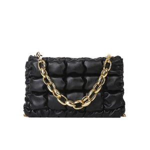 Colorful Leather Crossbody Clutch Bag with Chain
