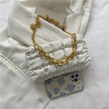 Colorful Leather Crossbody Clutch Bag with Chain