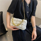 Colorful Leather Crossbody Clutch Bag with Chain