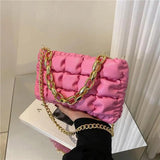 Colorful Leather Crossbody Clutch Bag with Chain