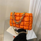 Colorful Leather Crossbody Clutch Bag with Chain