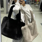 Winter Faux Fur Women's Handbags Soft Plush Ladies Shoulder Bags Large Capacity