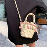 Summer Tassels Straw Shoulder Women's Bag Weaving Female Handbags