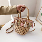 Summer Tassels Straw Shoulder Women's Bag Weaving Female Handbags