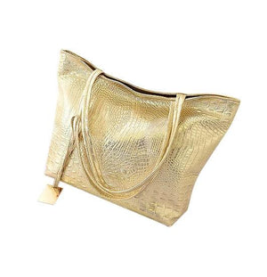 Crocodile Women Big Tote Bag Ladies Handbags Bags Gold
