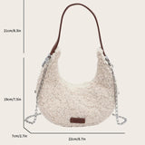 Faux Fur Half Moon Shoulder Bag Plush Winter Handbag
