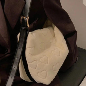 Plush One-Shoulder Bag Niche Ins Furry Love Messenger Bag