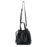 Retro Pleated Striped Shoulder Bag Women's Tote Handbag