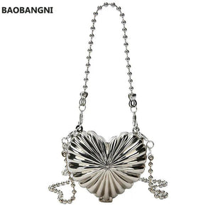 Love Crossbody Tanabata Gift Silver Heart Shape Shoulder Bag