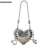 Love Crossbody Tanabata Gift Silver Heart Shape Shoulder Bag