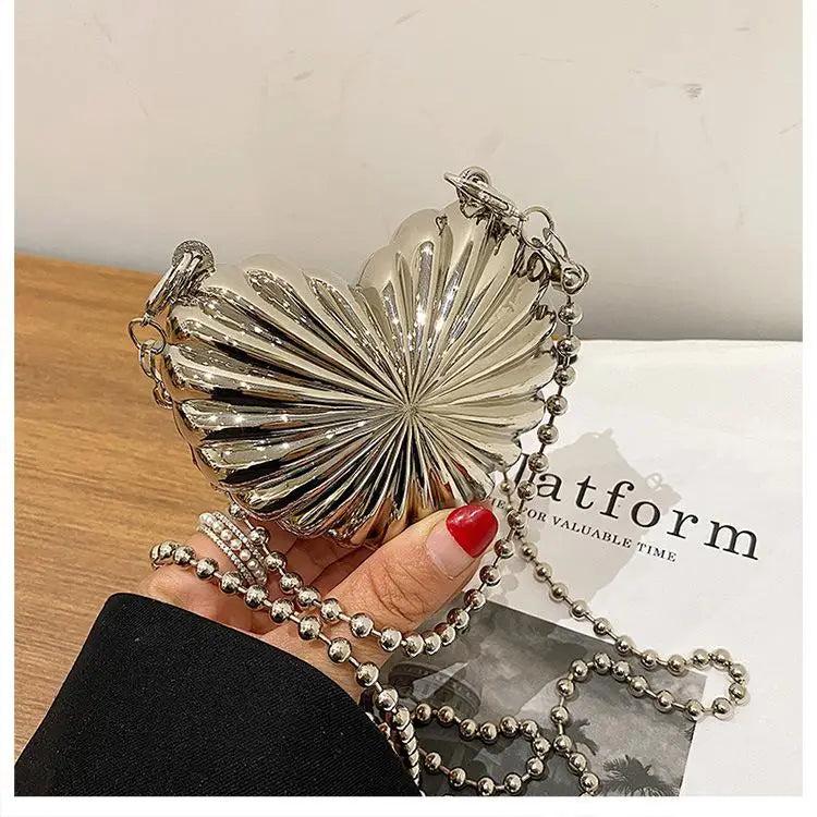 Love Crossbody Tanabata Gift Silver Heart Shape Shoulder Bag