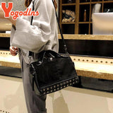 Vintage Rivet Shoulder Bag Women PU Leater Crossbody Bag