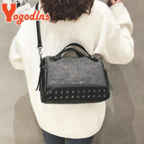 Vintage Rivet Shoulder Bag Women PU Leater Crossbody Bag