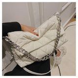 Winter Quilted Shoulder Bag Chain Crossbody Nylon Handbag