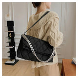 Winter Quilted Shoulder Bag Chain Crossbody Nylon Handbag